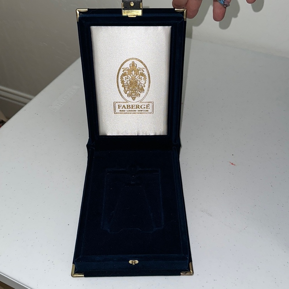 Antique Original Faberge Blue Velvet Frame Presentation Box